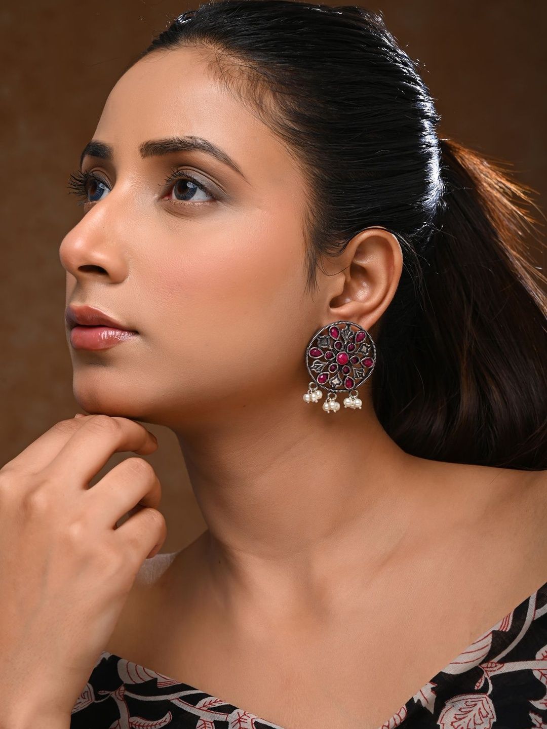 Jaipur Folk Oval Drop Earrings-picture-23