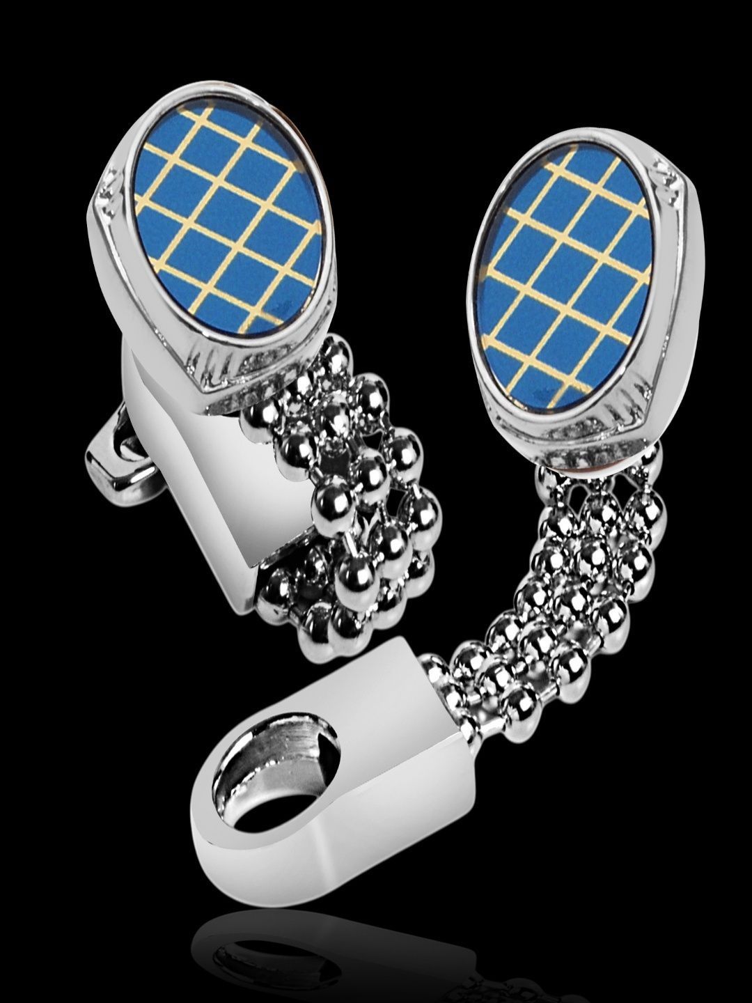 Curren Silver-Plated Contemporary Textured Chain Knot Cufflinks-picture-24