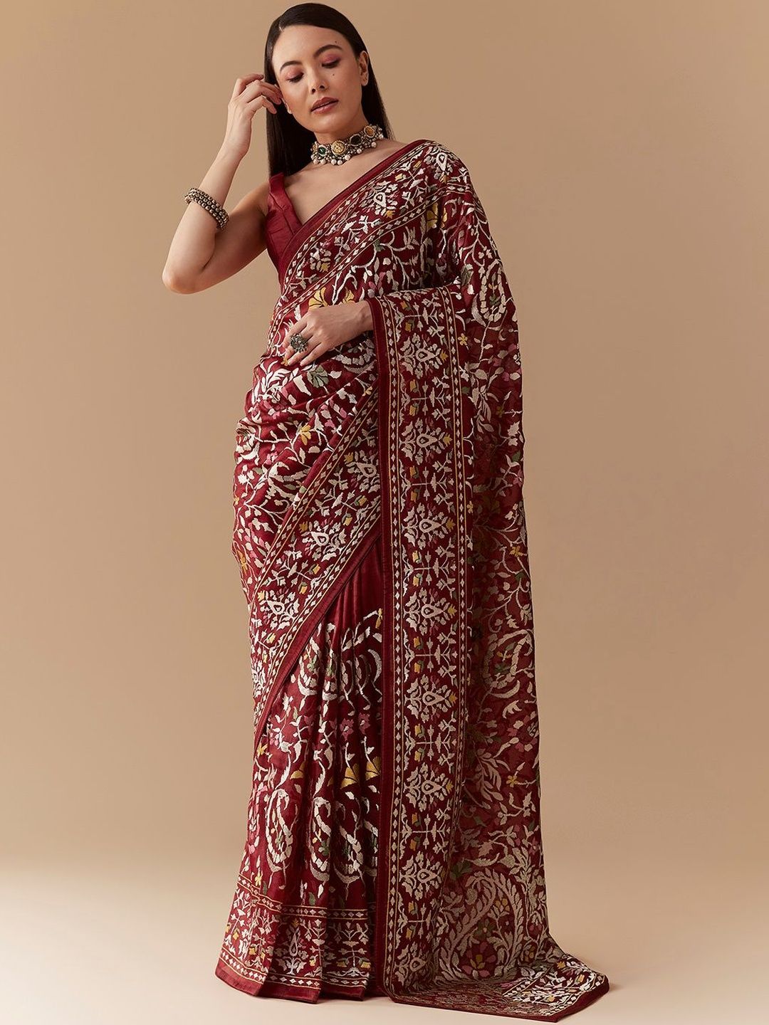 KALKI Fashion Ethnic Motifs Embroidered Tissue Heavy Work Saree-picture-18