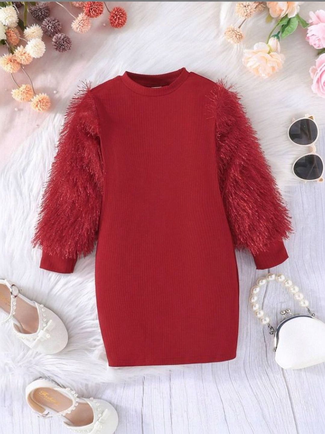 Sangria Girls Ribbed Cotton Bodycon Dress-image-31