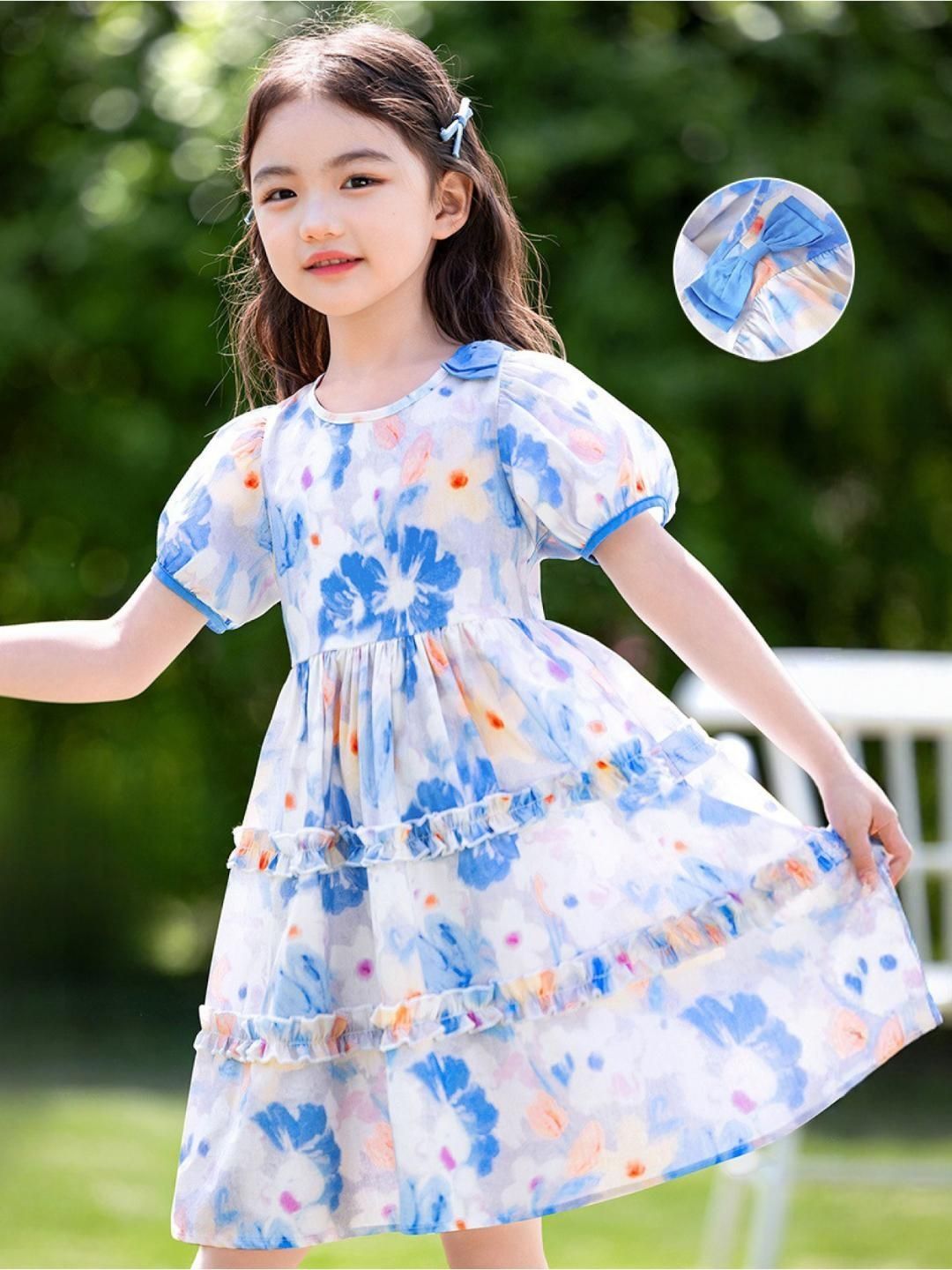Sangria Girls Printed Cotton Fit & Flared Dresses-picture-23