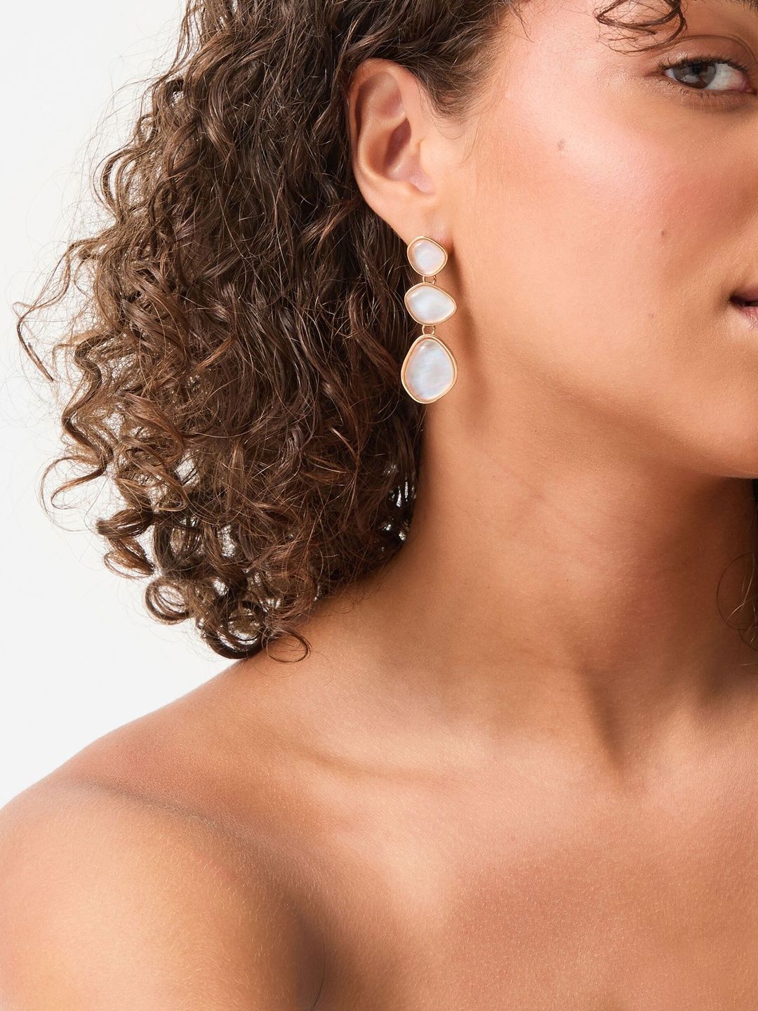 Accessorize Women Mother Of Pearl Triple Drop Earrings-image-28
