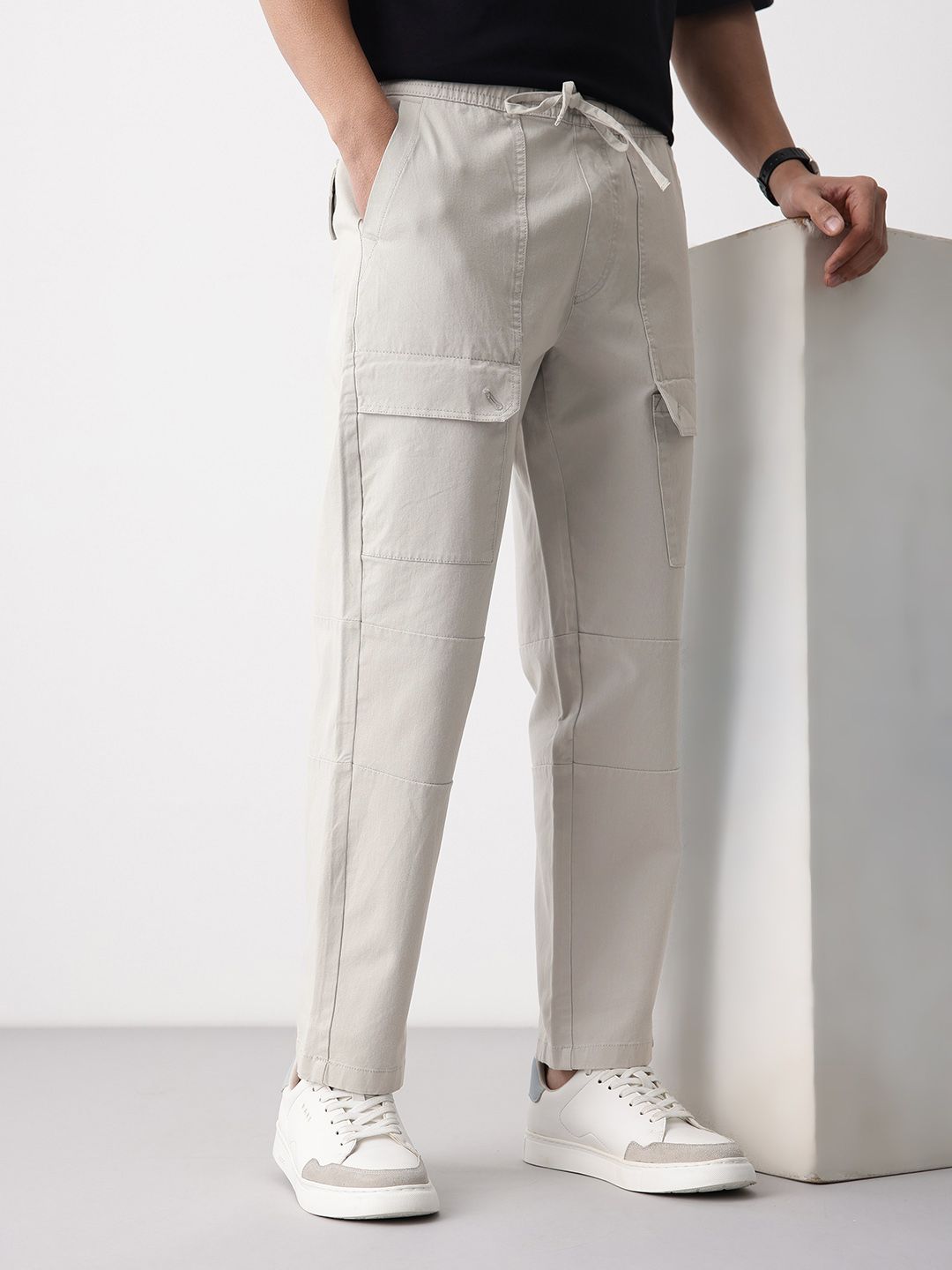 Mast & Harbour Men Straight Fit Cargos Casual Trousers