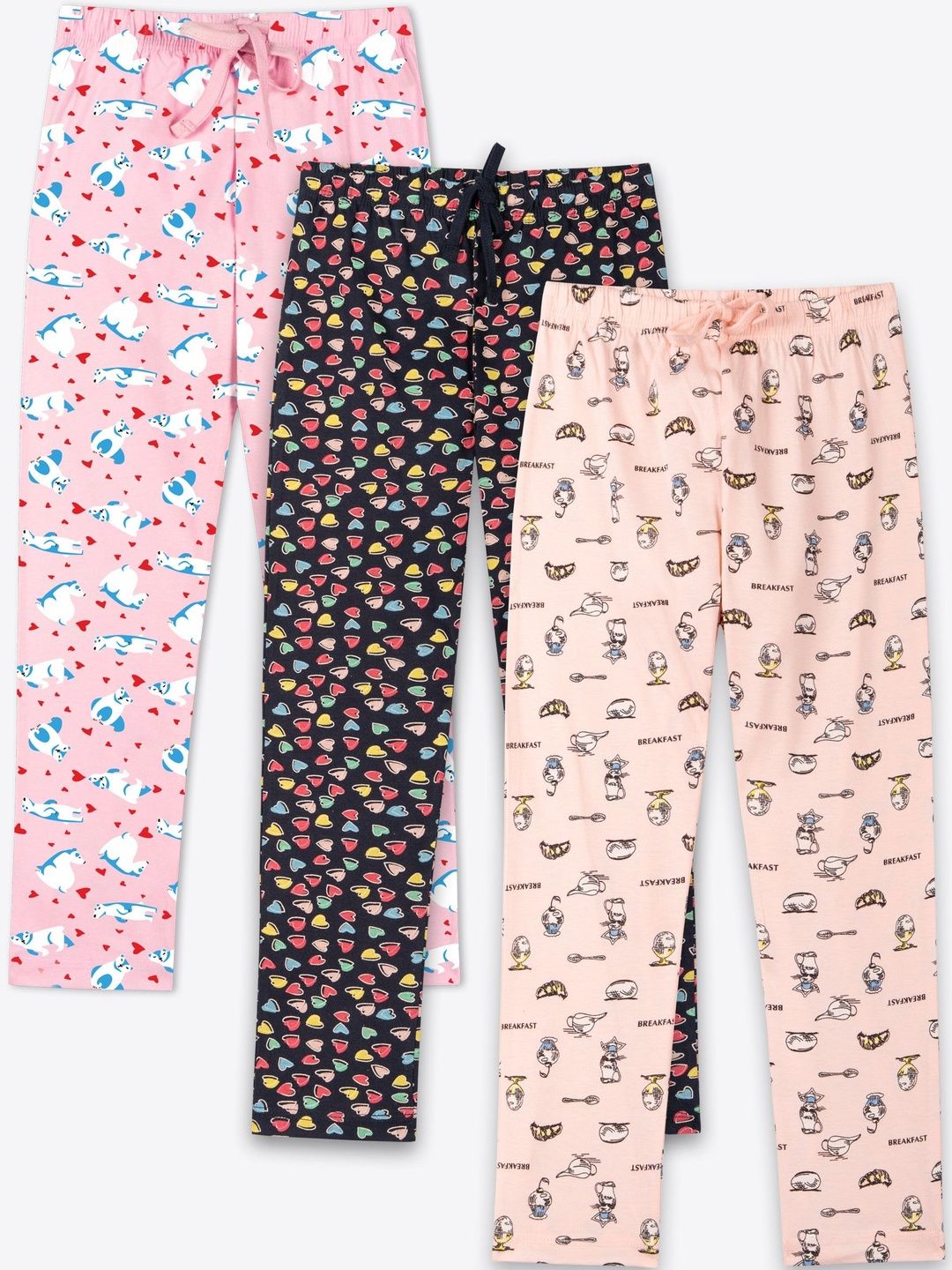 ariel Girls Pack Of 3 Printed Lounge Pants-picture-24