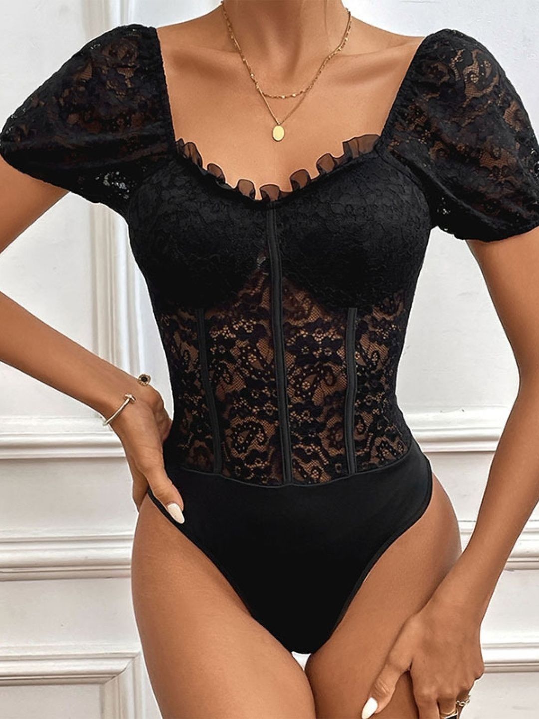 KPOP Self-Design Sweetheart Neck Bodysuit-picture-36