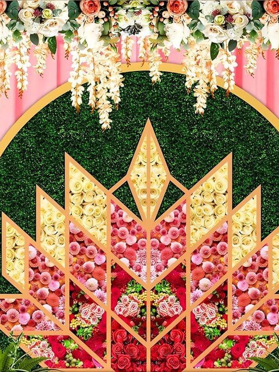 Backdropon Pink & Green Baby Shower & Pooja Decoration Design Backdrop Festive Decor-image-3