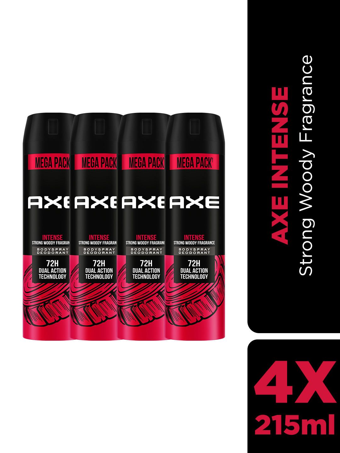 AXE Men Pack Of 4 Intense Long Lasting Body Spray - 215ml Each-image-33