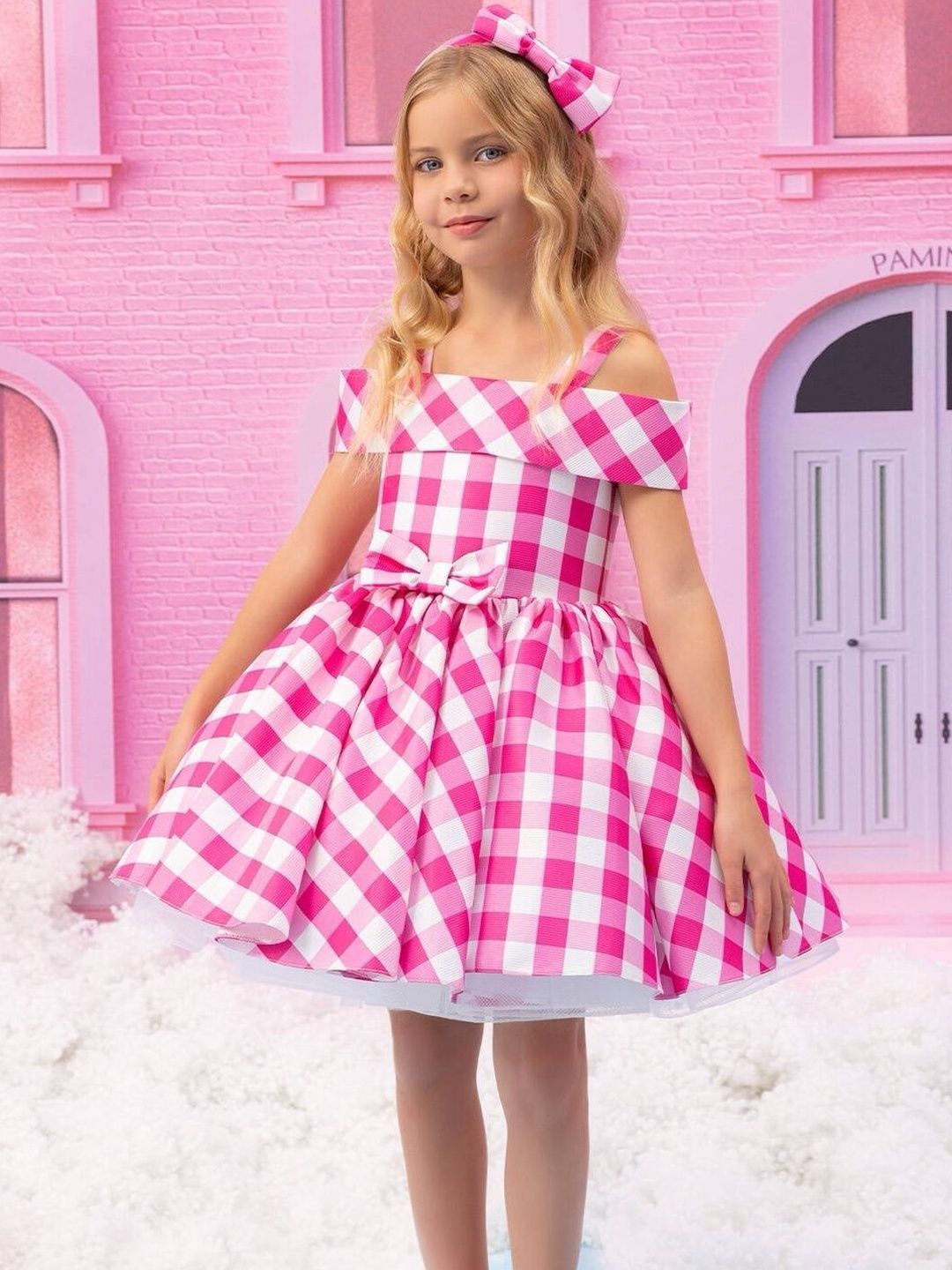 Sangria Girls Checked Strappy Dress-picture-18