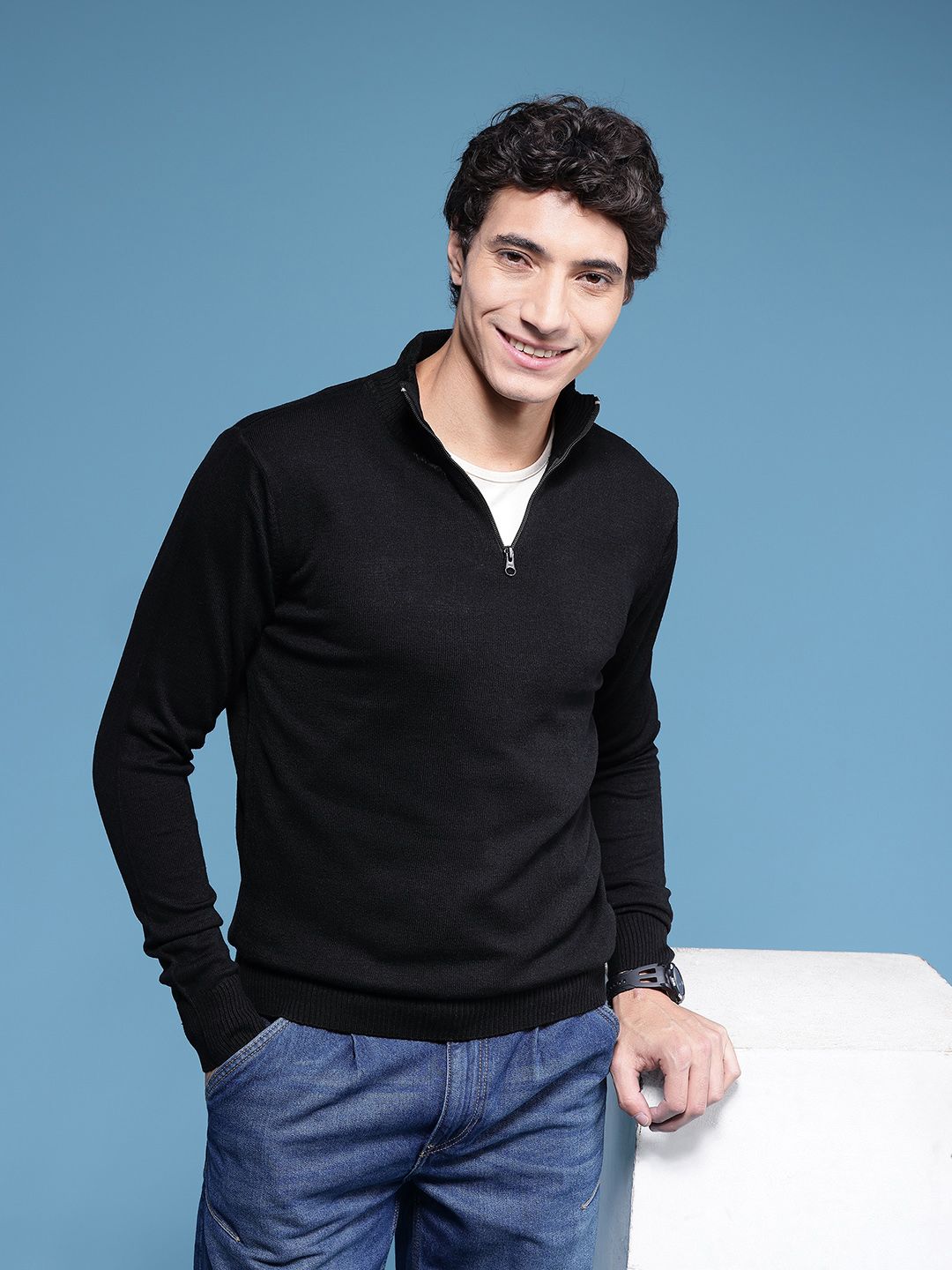 HERE&NOW Mock Collar Knitted Sweaters