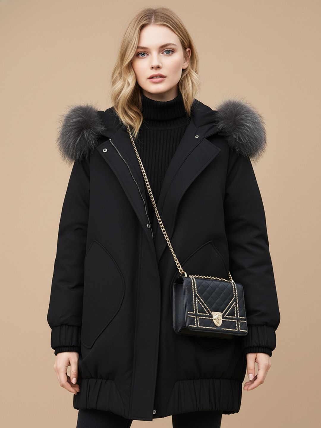 bebe Women Hooded Solid Cotton Padded Jacket-image-34