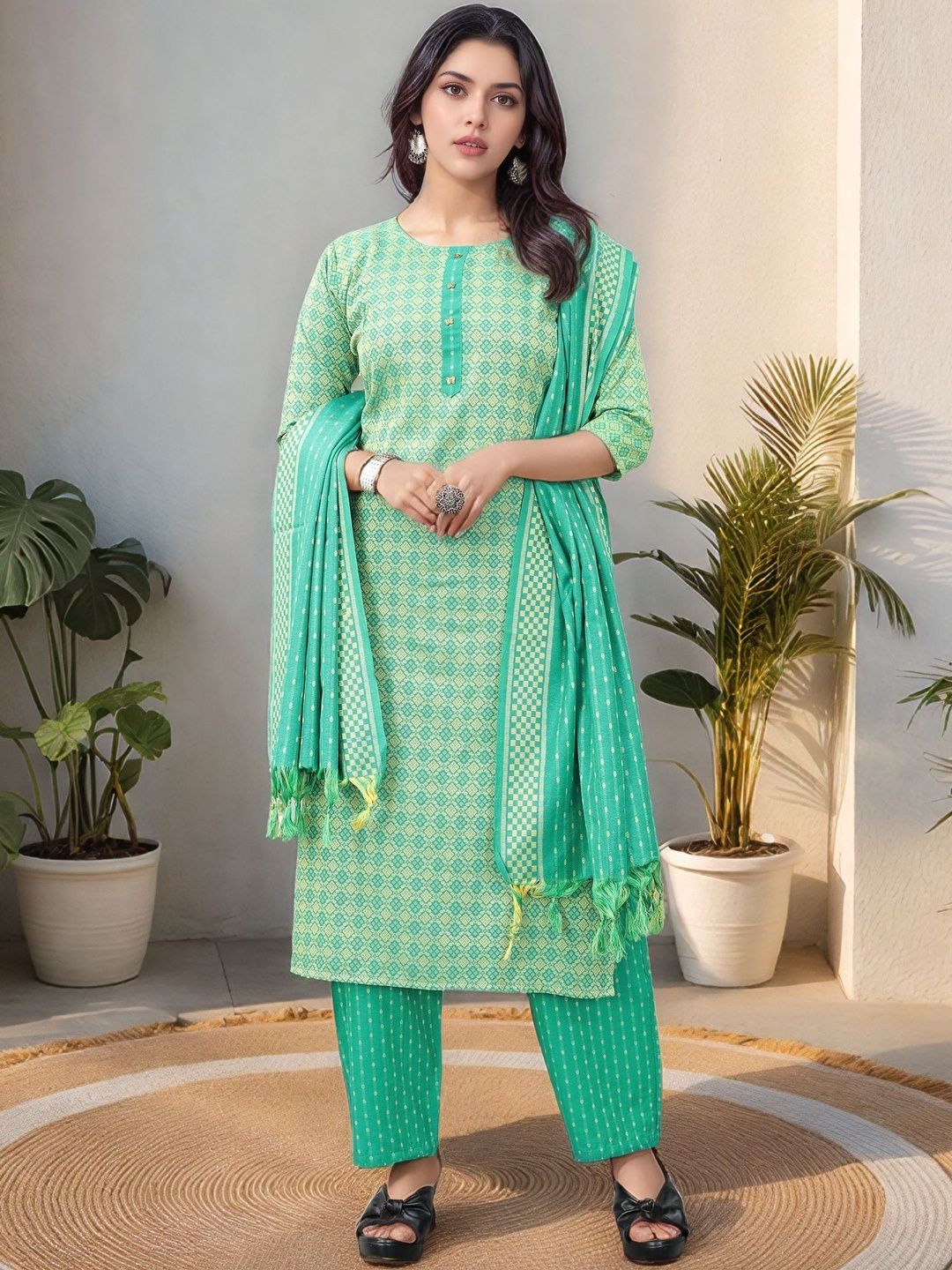 Anouk Rustic Women Printed Regular Pure Cotton Kurta with Trousers & With Dupatta-picture-29