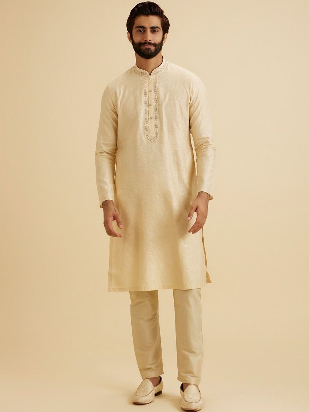 Manyavar Men Regular Thread Work Kurta with Pyjamas-picture-23