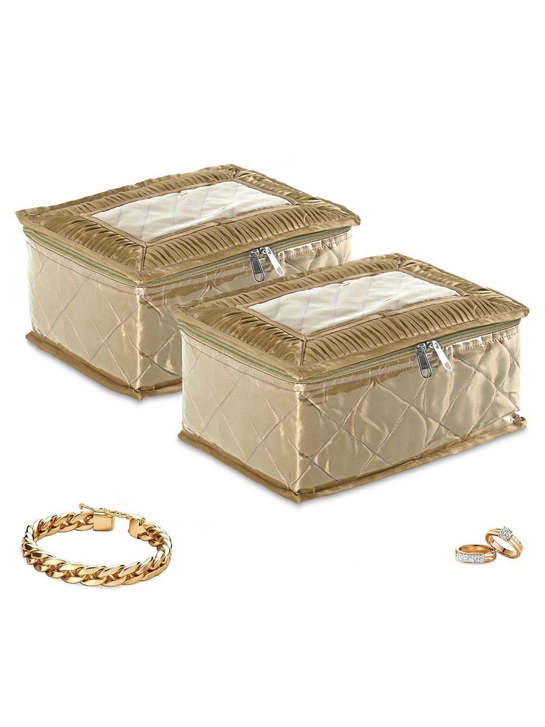 Aura Gold-Toned Set of 2 Regular Jewellery Organiser Organisers-picture-33