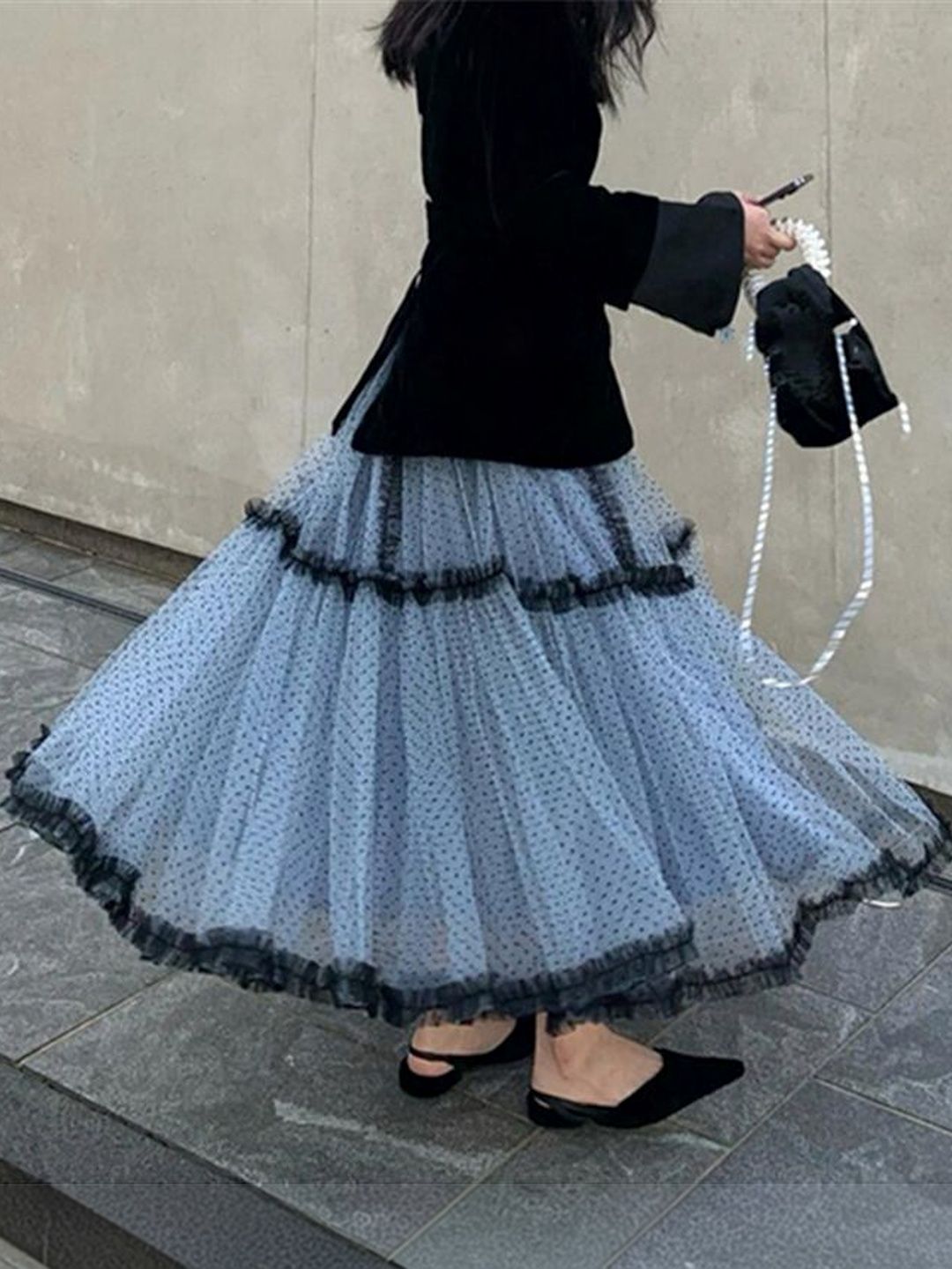 StyleCast x Revolte Printed Polyester Maxi Flared Skirts-picture-19