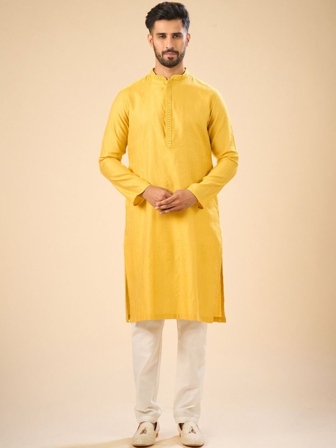Manyavar Men Ethnic Motifs Regular Thread Work Kurta with Pyjamas-picture-28