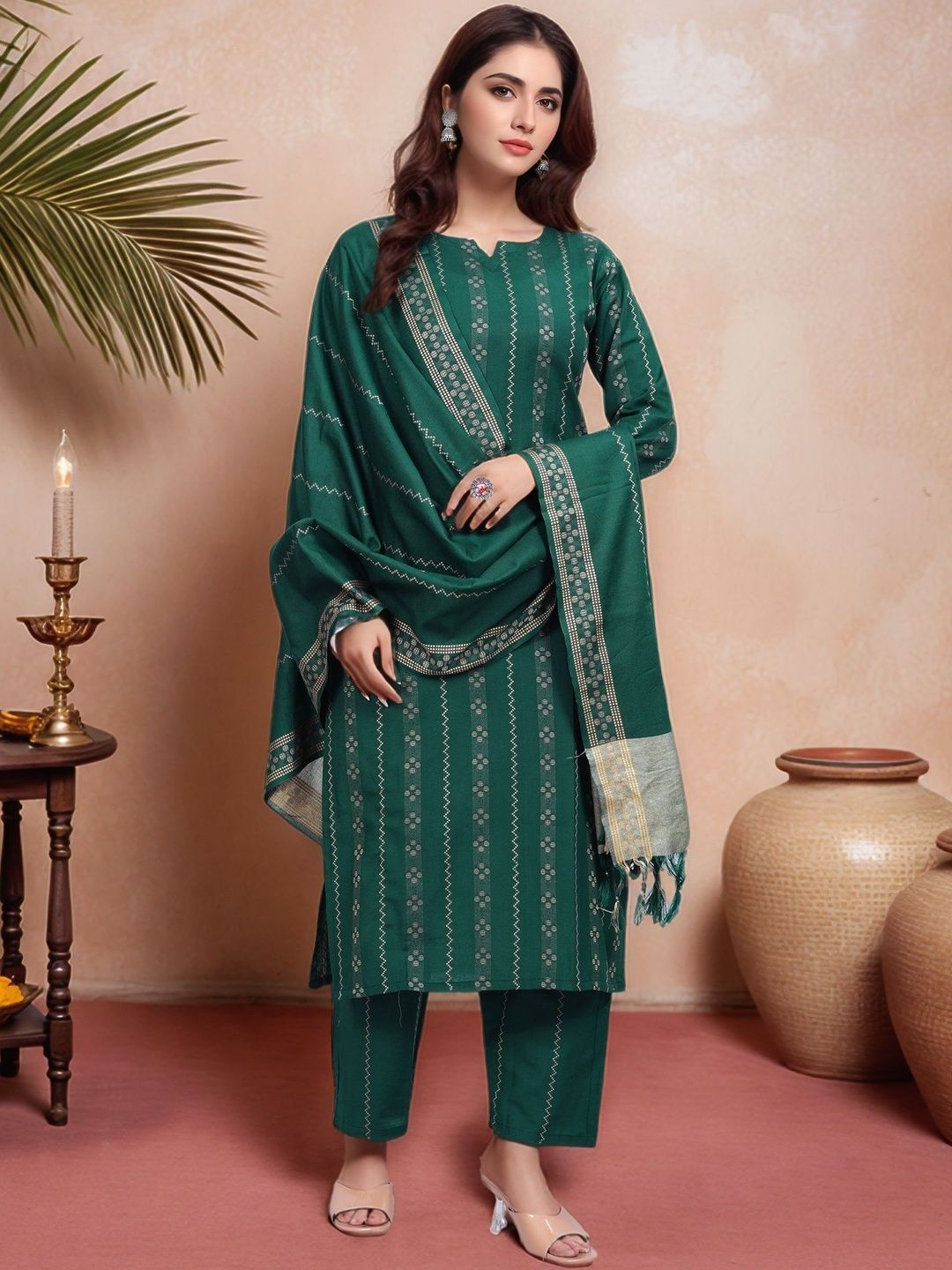 Anouk Rustic Women Printed Regular Pure Cotton Kurta with Trousers & With Dupatta-picture-31