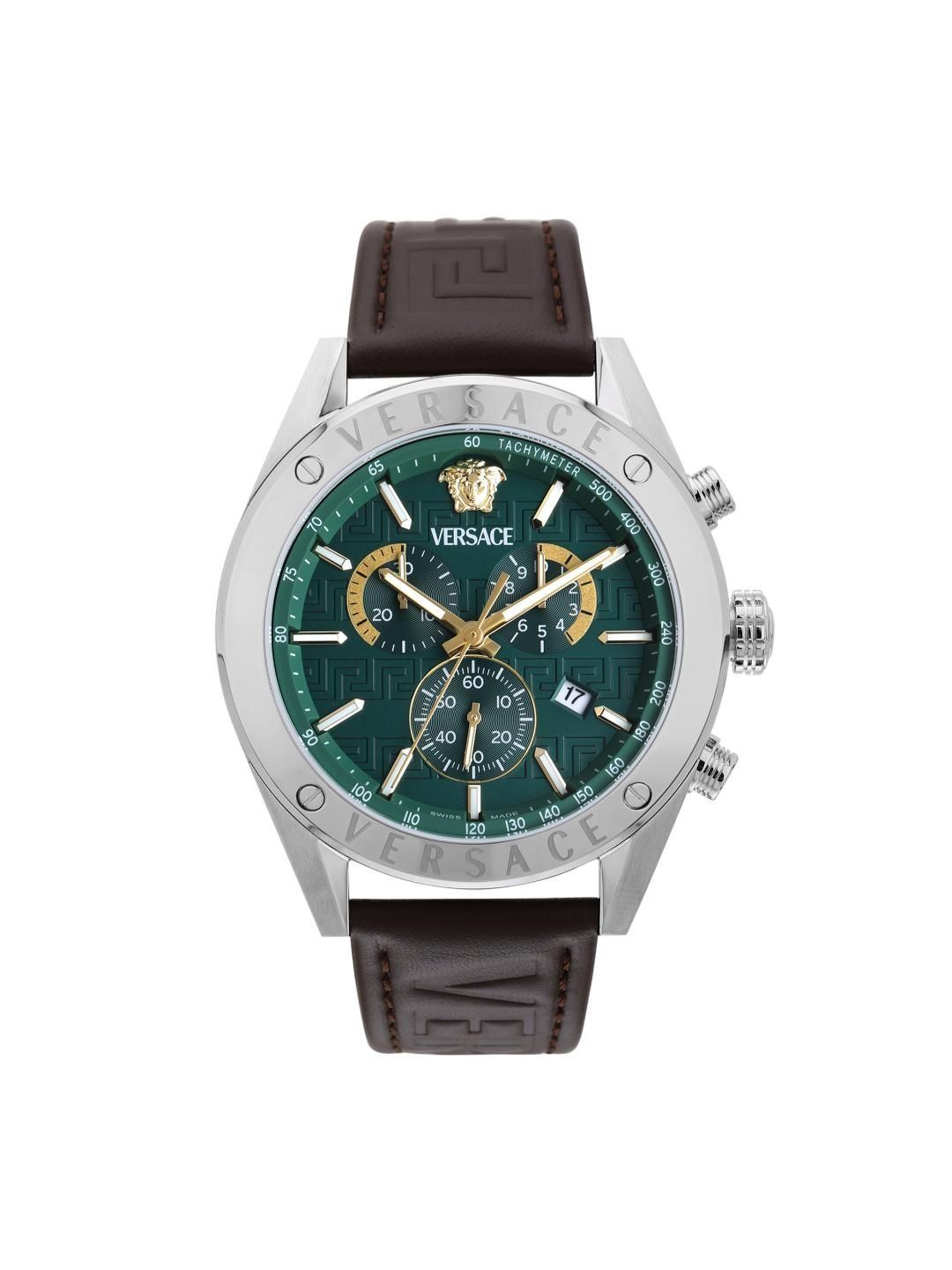 Versace Men Brass Dial & Leather Straps Analogue Chronograph Watch VEKJA0325-picture-20