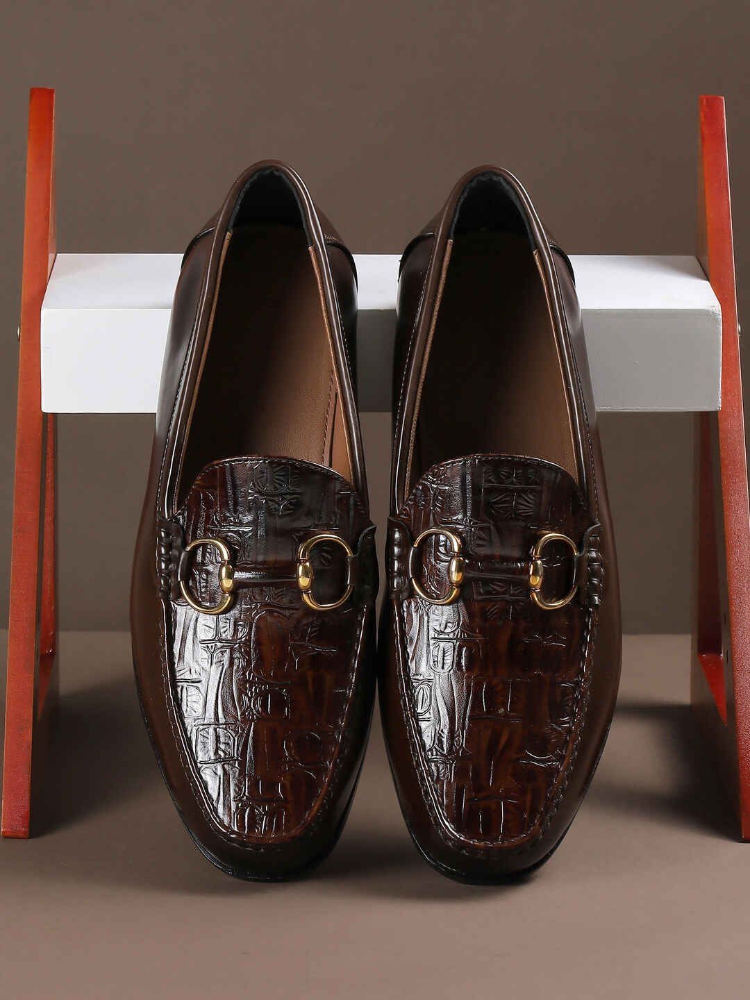 Metro Men Textured Round Toe Formal Loafers-image-26