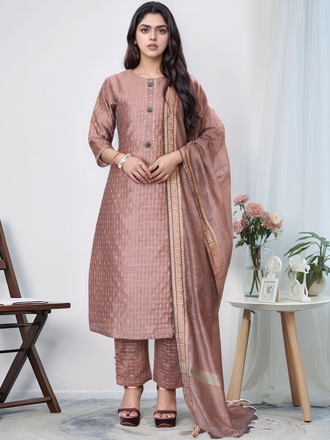 Anouk Rustic Women Regular Thread Work Kurta with Trousers & With Dupatta-picture-15