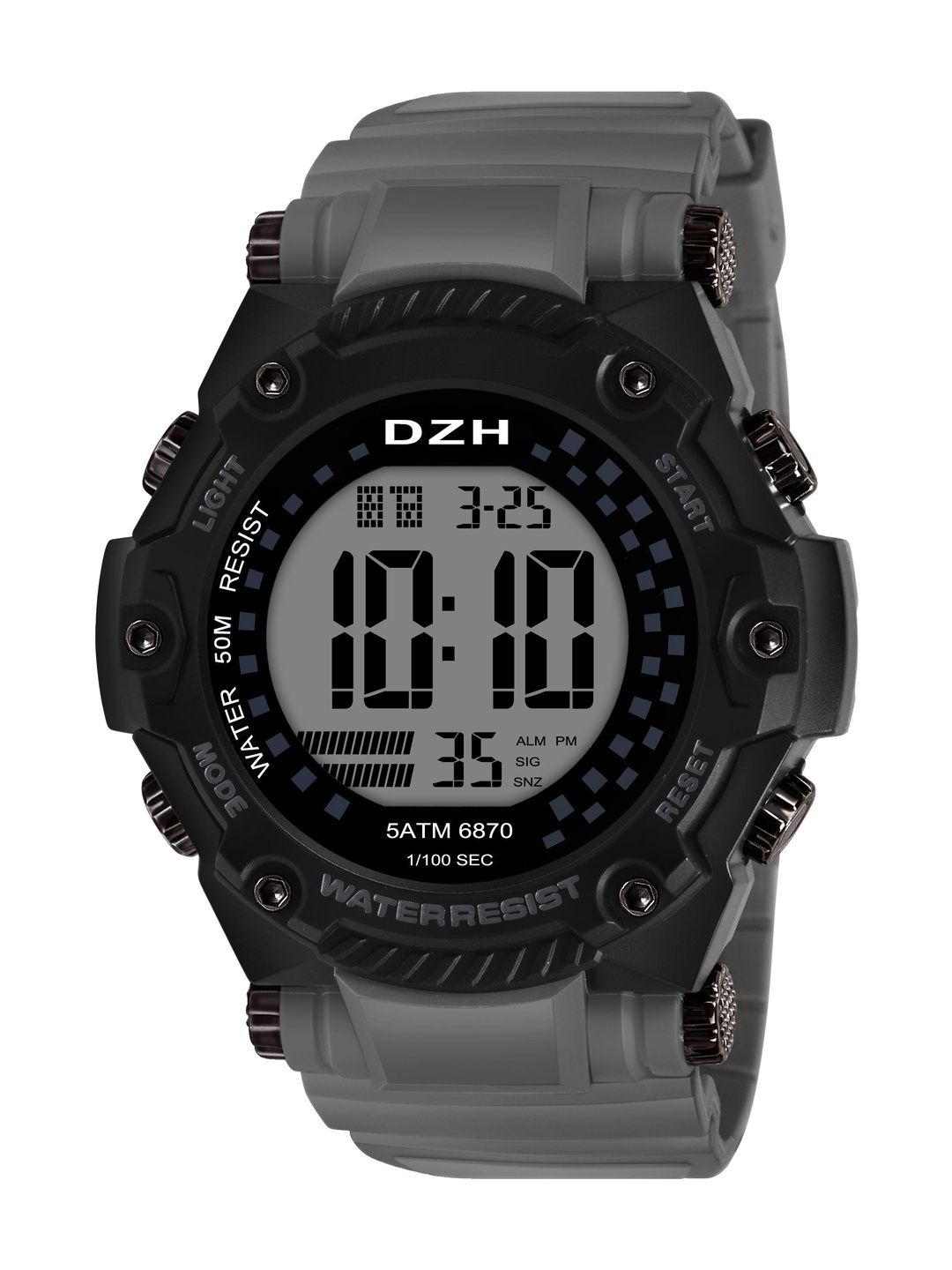 DZH Men Dial & Straps Digital Multi Function Watch DZH-6870 Grey2-image-24
