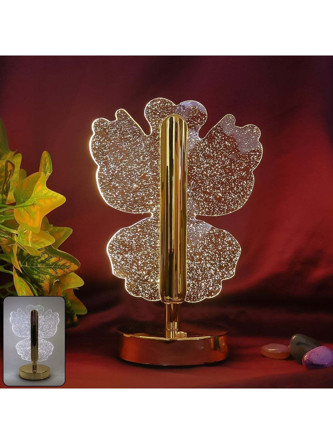 DeoDap Gold-Toned Glass Abstract Shaped Table Lamp-picture-28