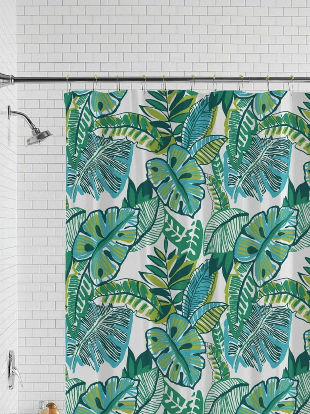 paperi Green & Blue Printed Water-Repellent Shower Curtains-picture-28