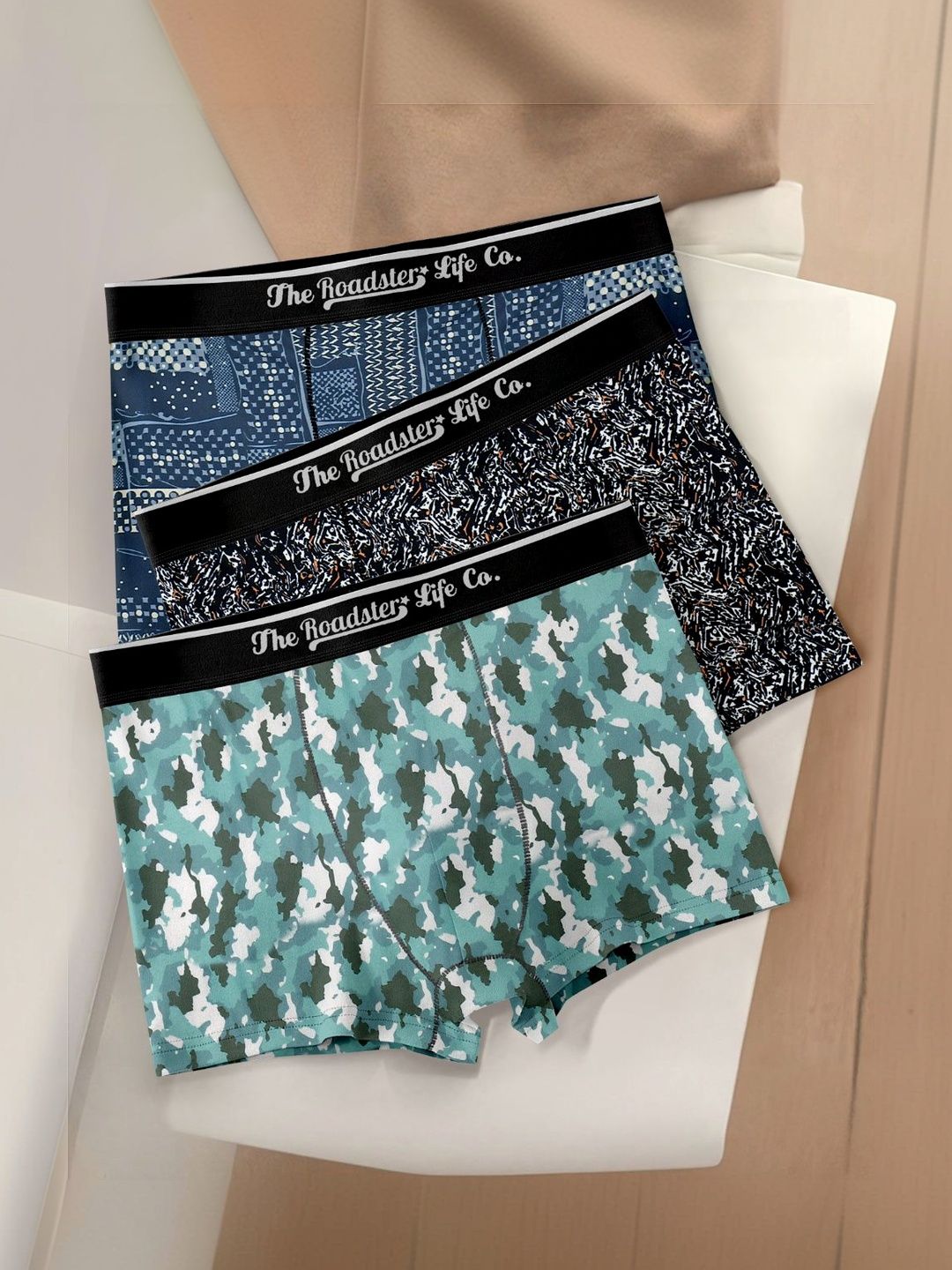 The Roadster Lifestyle Co Pack Of 3 Printed Breathable Trunks-picture-19