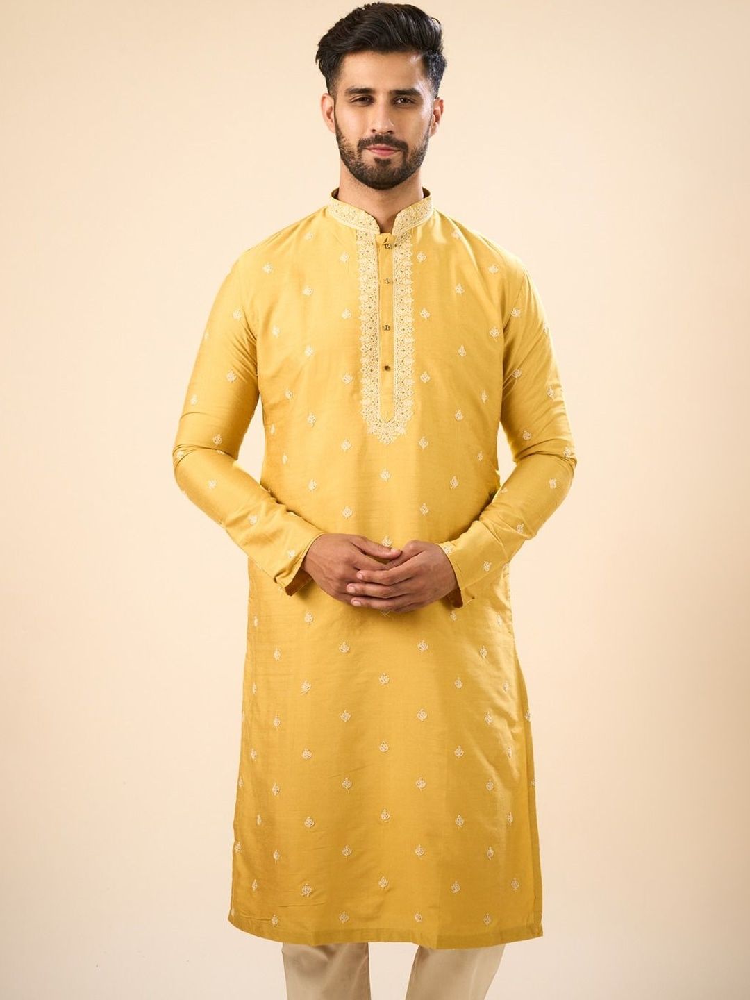 Manyavar Men Ethnic Motifs Embroidered Regular Thread Work Kurta with Trousers