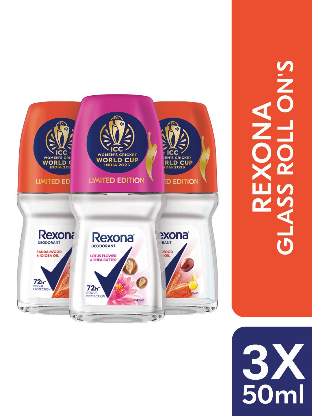 REXONA Women Pack Of 3 Long Lasting Deodorant Roll On - 50ml Each-image-4