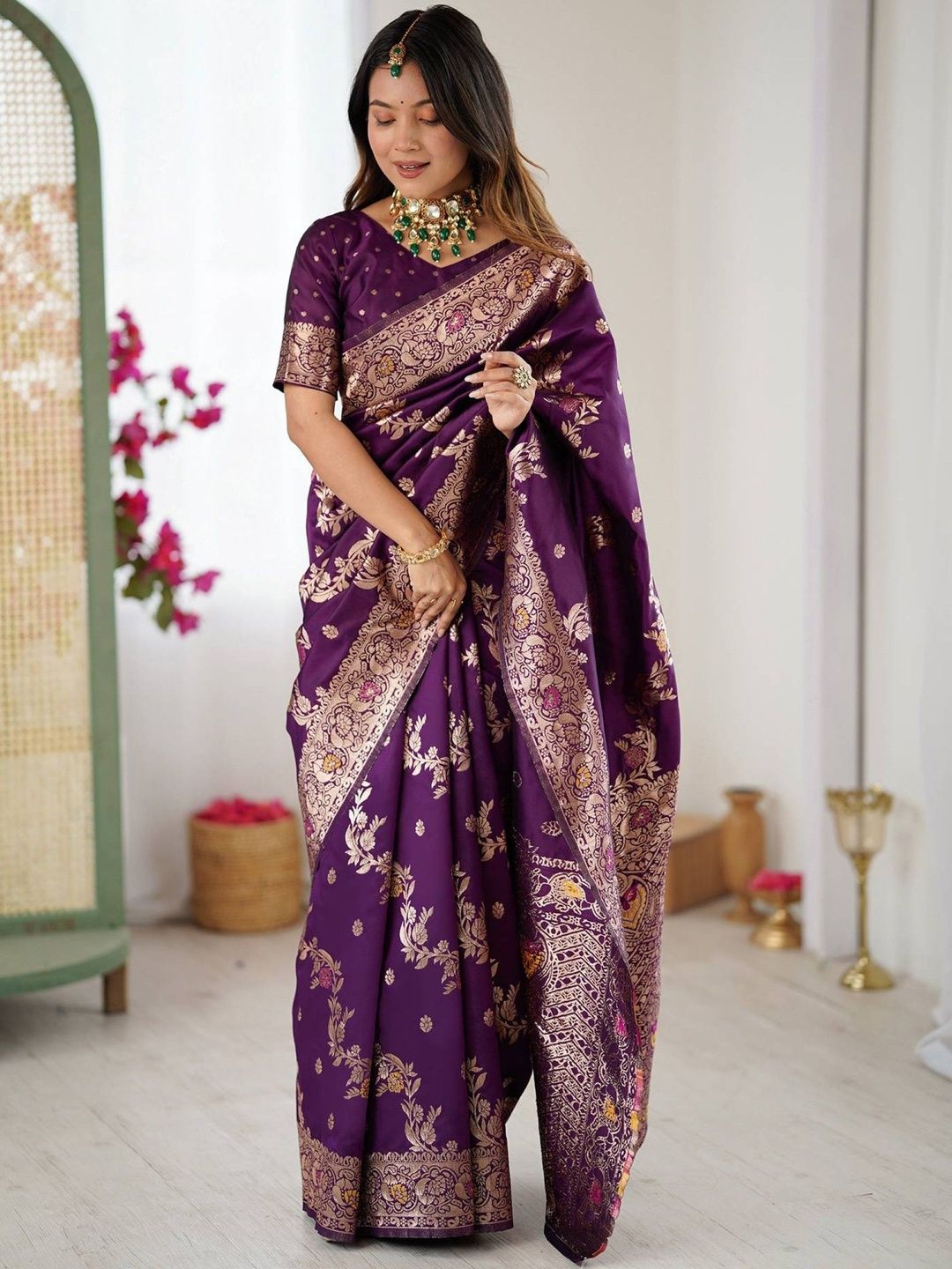 Mitera Woven Design Zari Silk Blend Heavy Work Kota Saree-picture-17