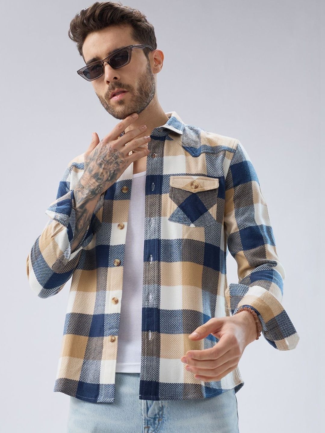 VASTRADO Men Classic Slim Fit Buffalo Checks Checked Casual Shirt-picture-18