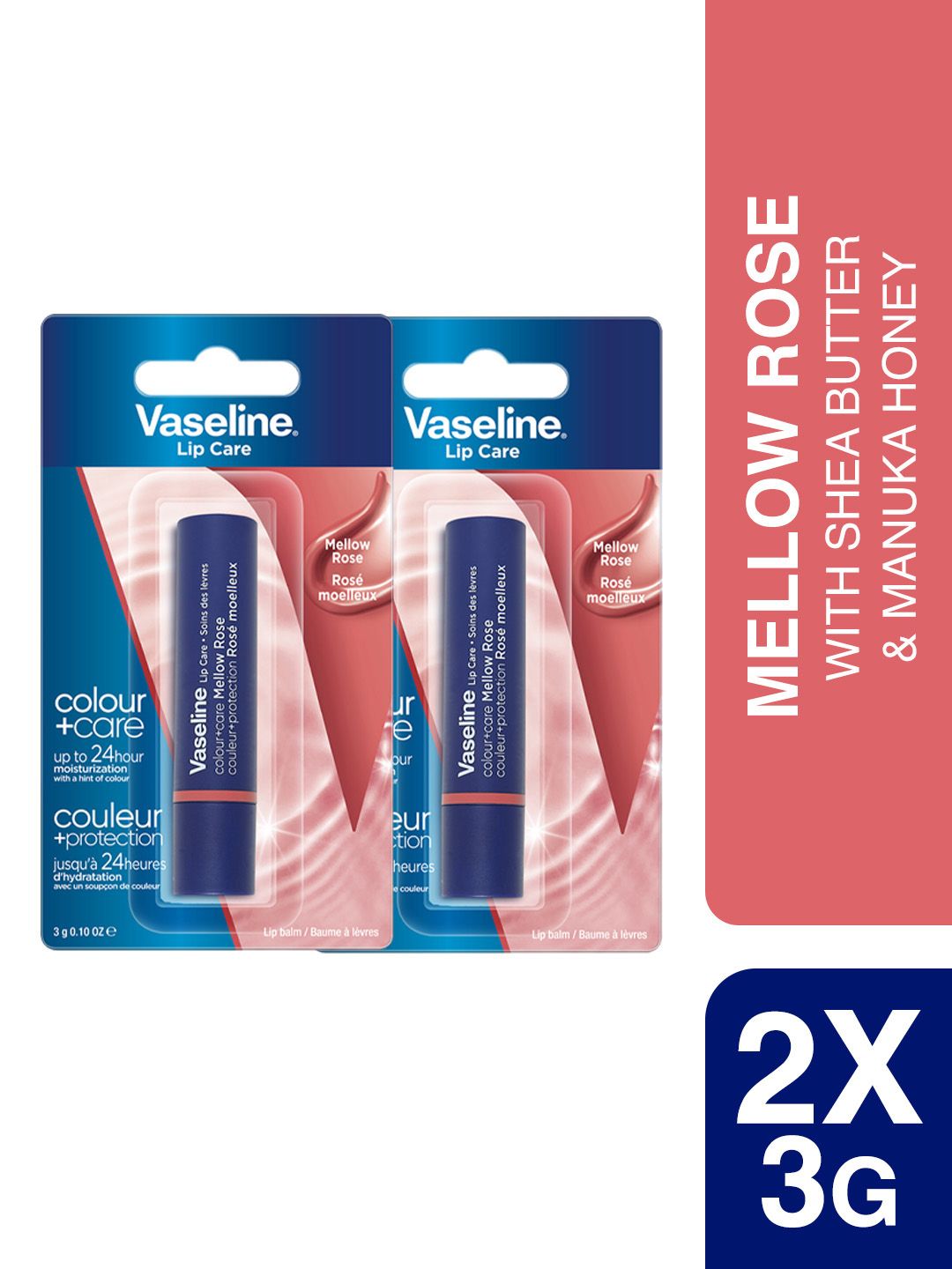 Vaseline Set of 2 Colour+Care Tinted Lip Balm with Manuka Honey - Mellow Rose-picture-16