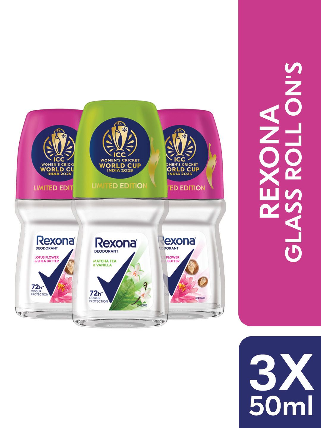 REXONA Women Pack Of 3 Long Lasting Deodorant Roll On - 50ml Each-image-6