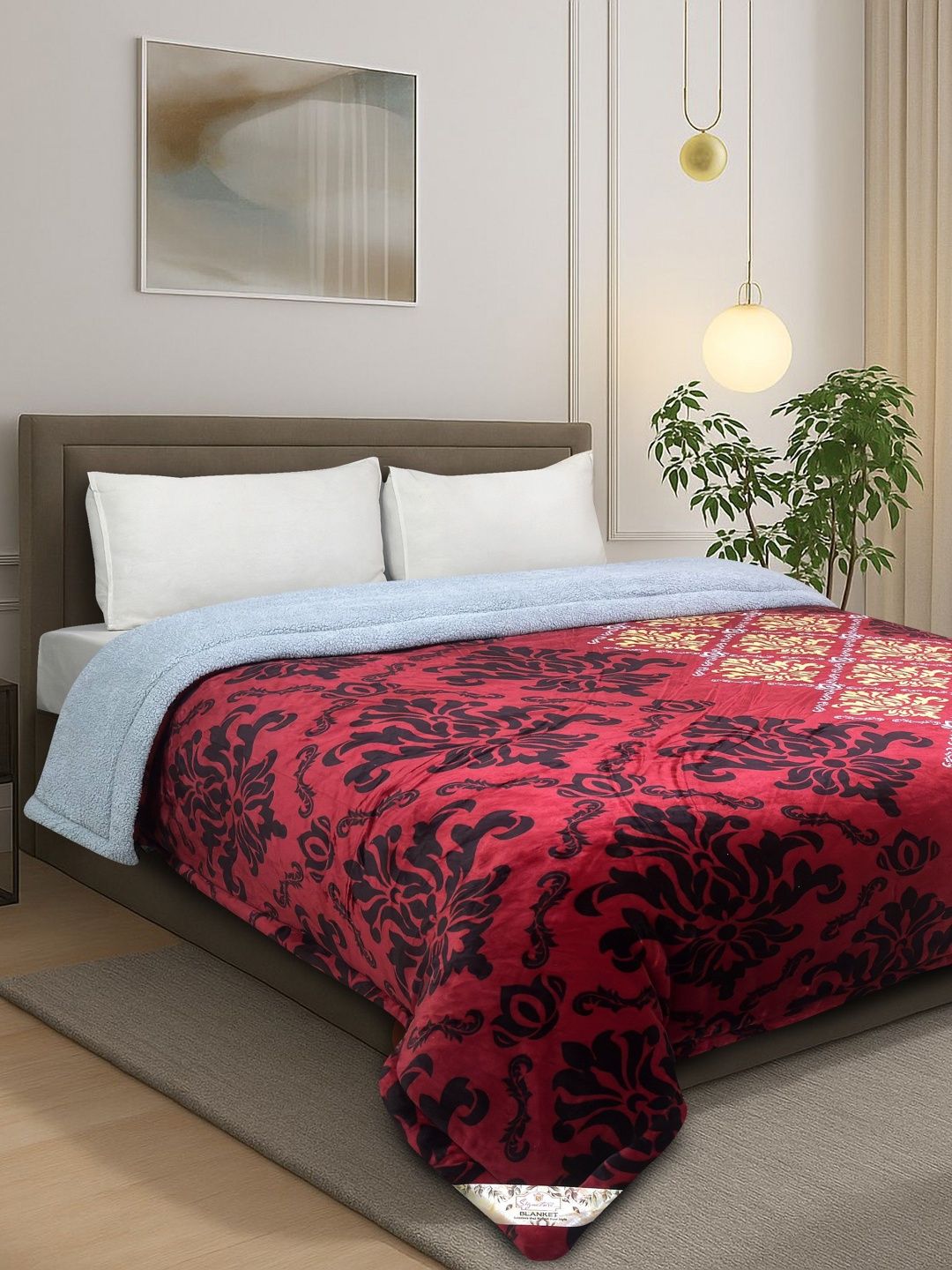 Signature Red & Red Ethnic Motifs Heavy Winter Blanket-image-38