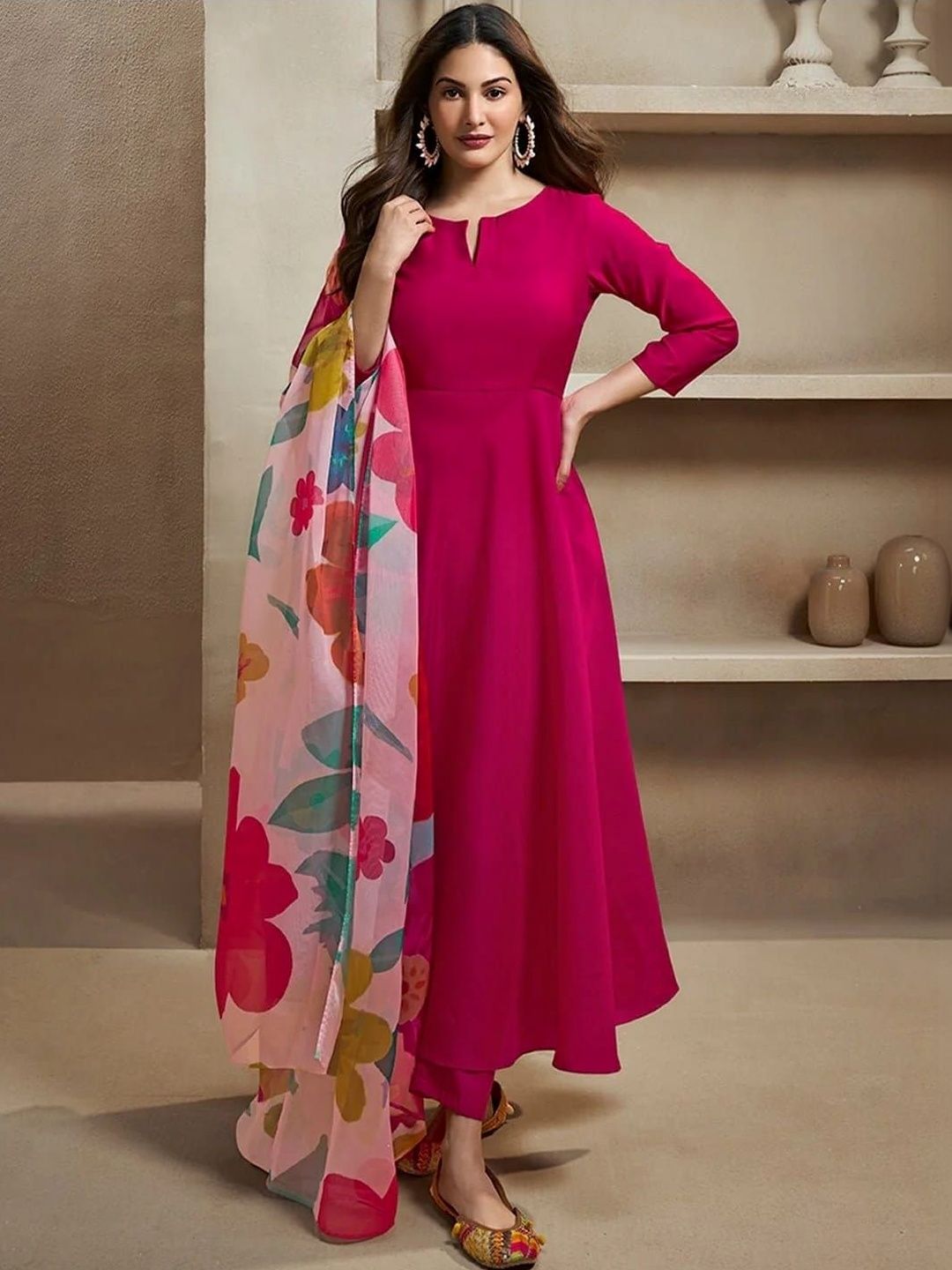 C J Enterprise Women Floral Regular Kurta with Trousers & With Dupatta-picture-37