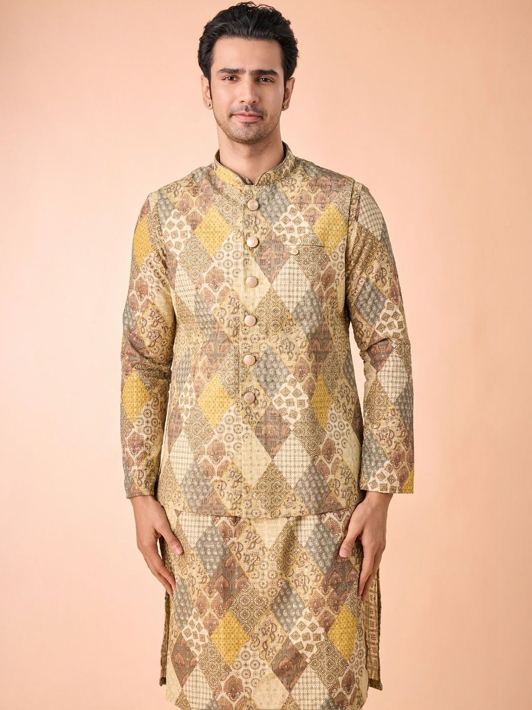 Manyavar Printed Woven Nehru Jackets-picture-35