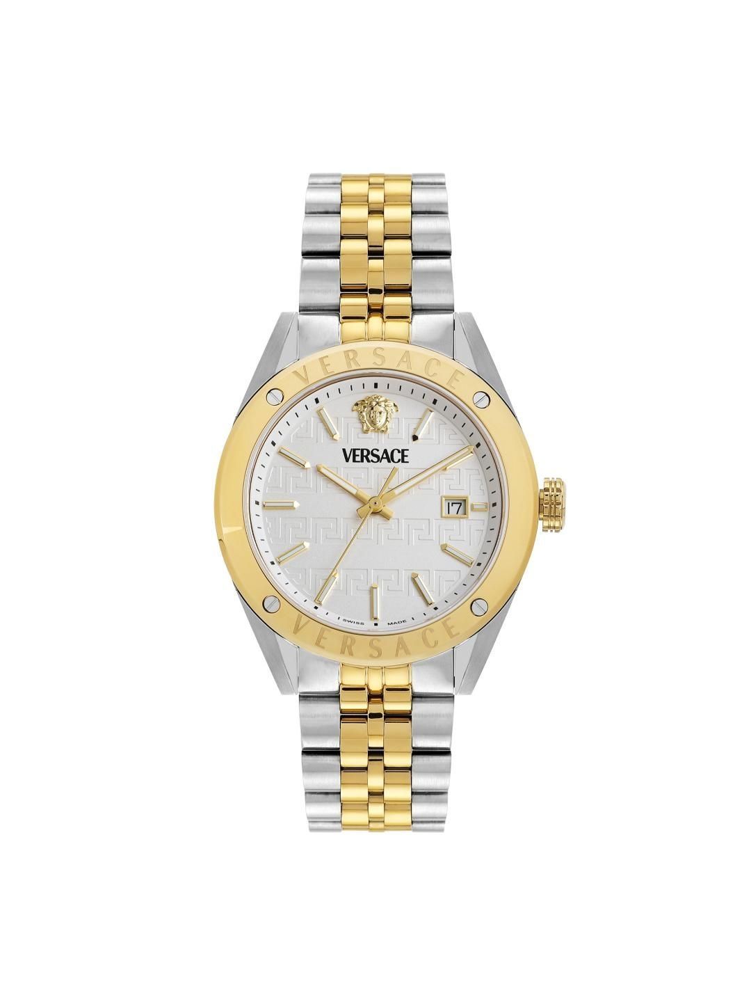 Versace Men Brass Dial & Stainless Steel Bracelet Style Straps Analogue Date Aperture Watch VEKHA0625-picture-33