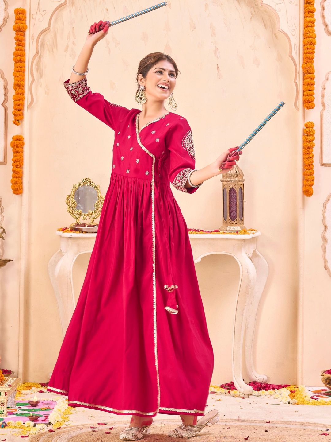 Anouk Ethnic Motifs Embroidered Fit & Flare Maxi Ethnic Dress-image-45