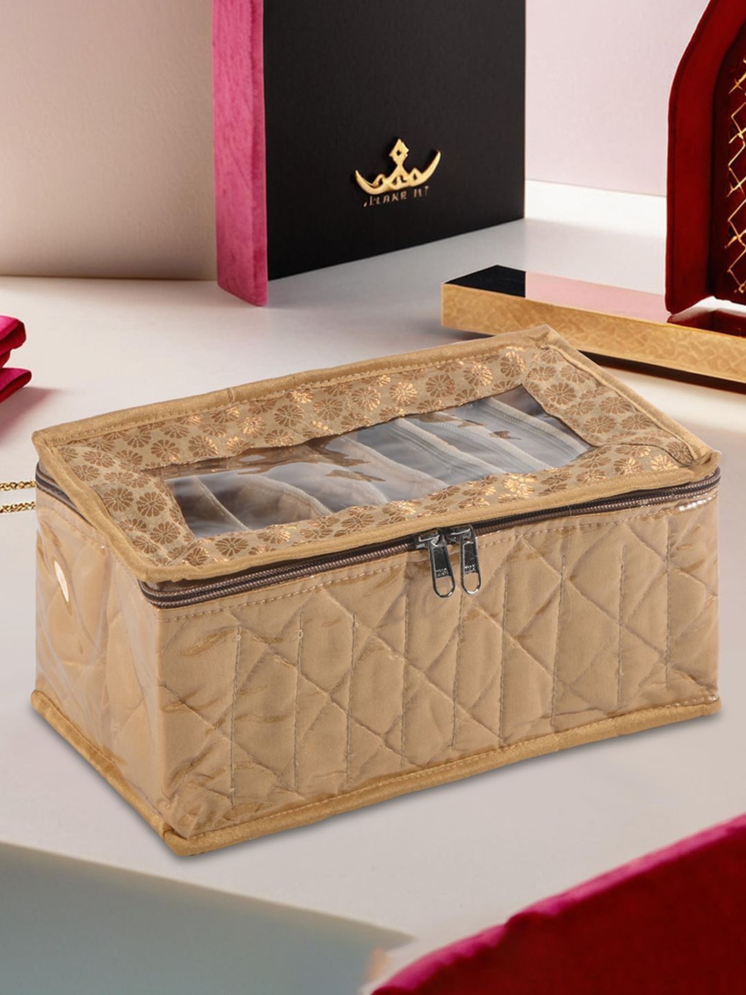 Aura Gold-Toned Set of 1 Regular Jewellery Organiser Organisers-picture-16