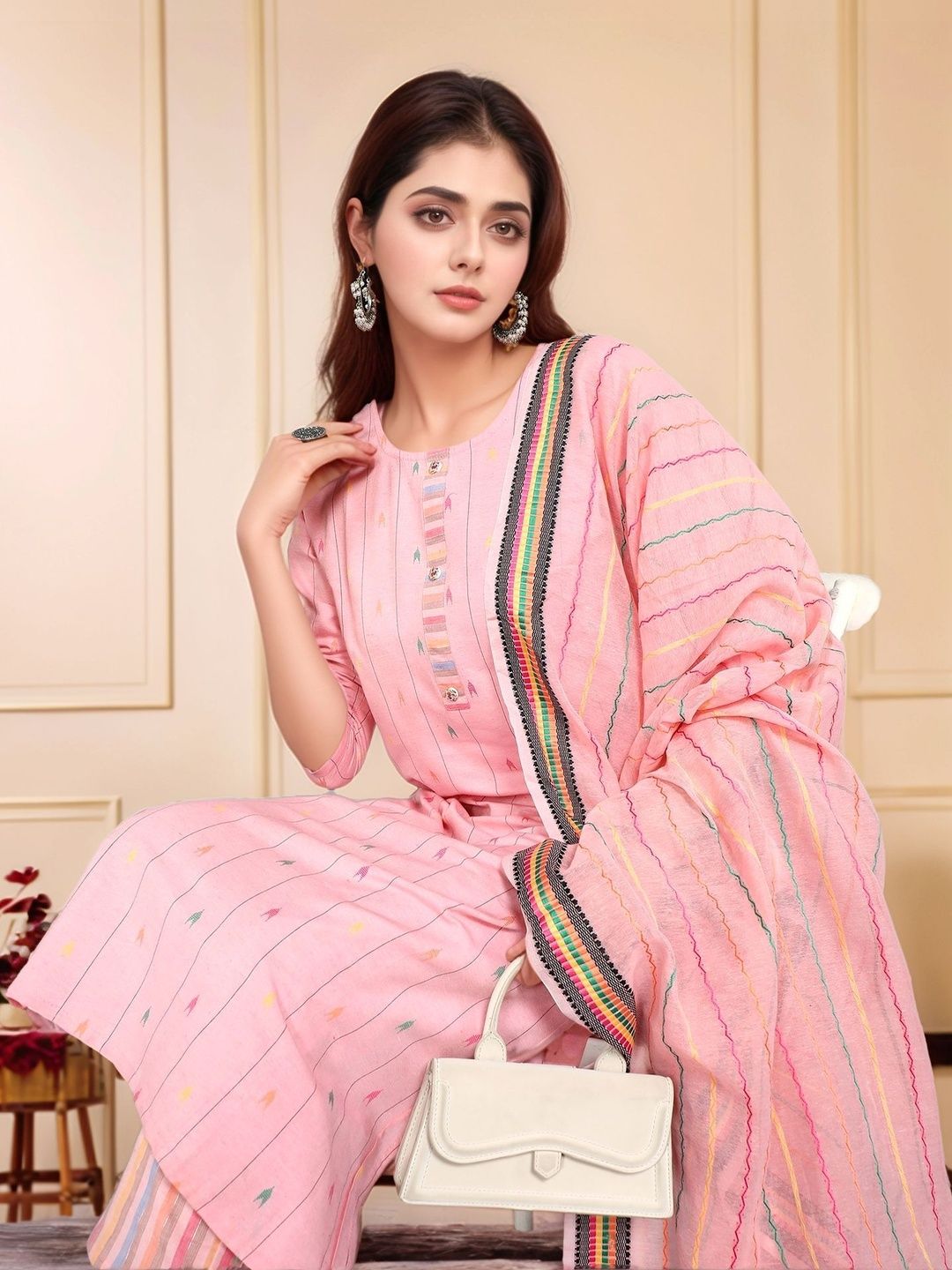 Anouk Rustic Women Printed Regular Pure Cotton Kurta with Trousers & With Dupatta-picture-26