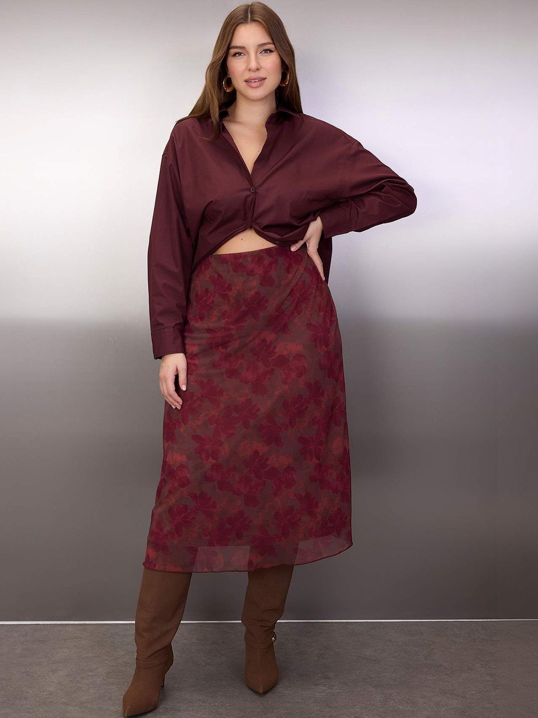 Trendyol Women Printed Straight Midi Skirts-image-21