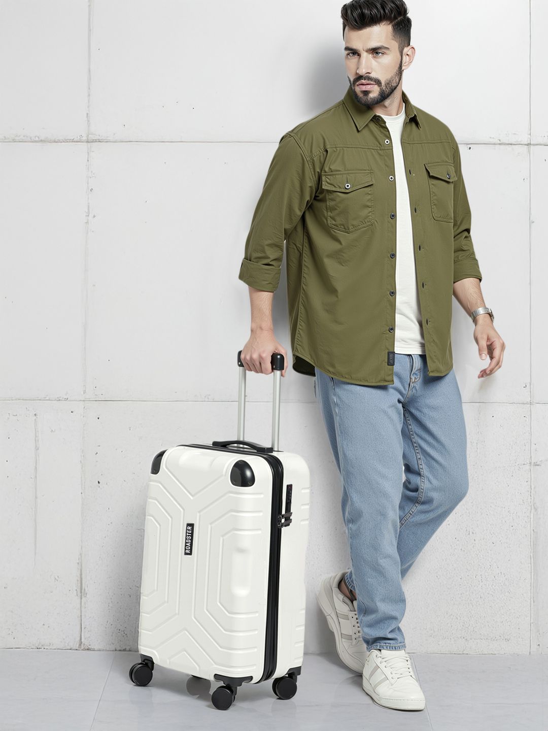 Roadster Textured Hard Cabin Suitcase Trolley Bag- 50L-image-14