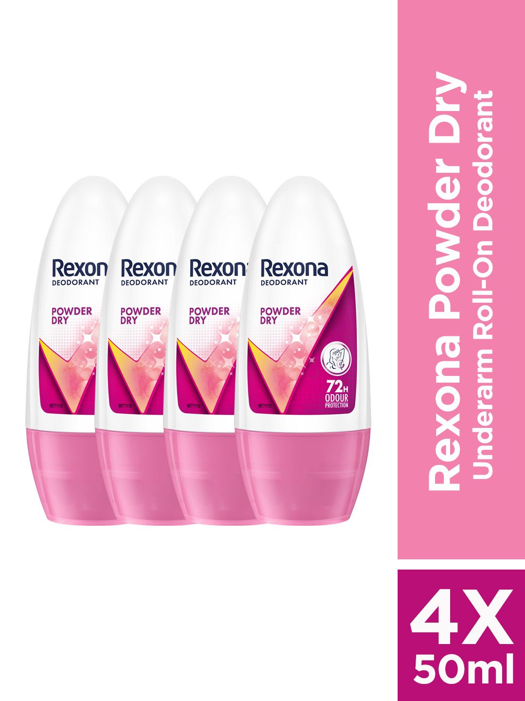 REXONA Women Set of 4 Powder Dry Underarm Roll-On Deodorant - 50ml each-image-5