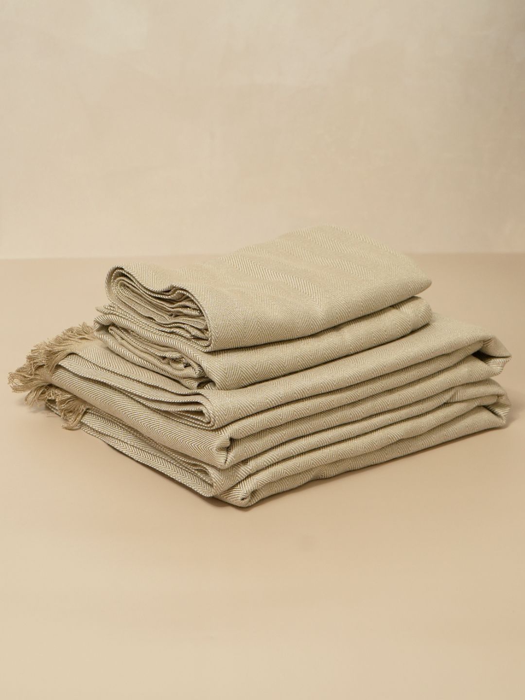 DEBAANS Beige 4 Piece Other 250 GSM Towel Set-image-37