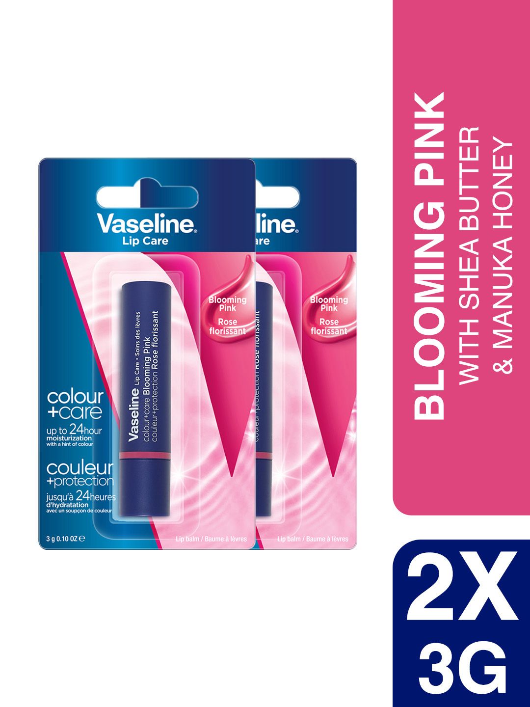 Vaseline Set of 2 Colour+Care Tinted Lip Balm with Manuka Honey - Blooming Pink-picture-33