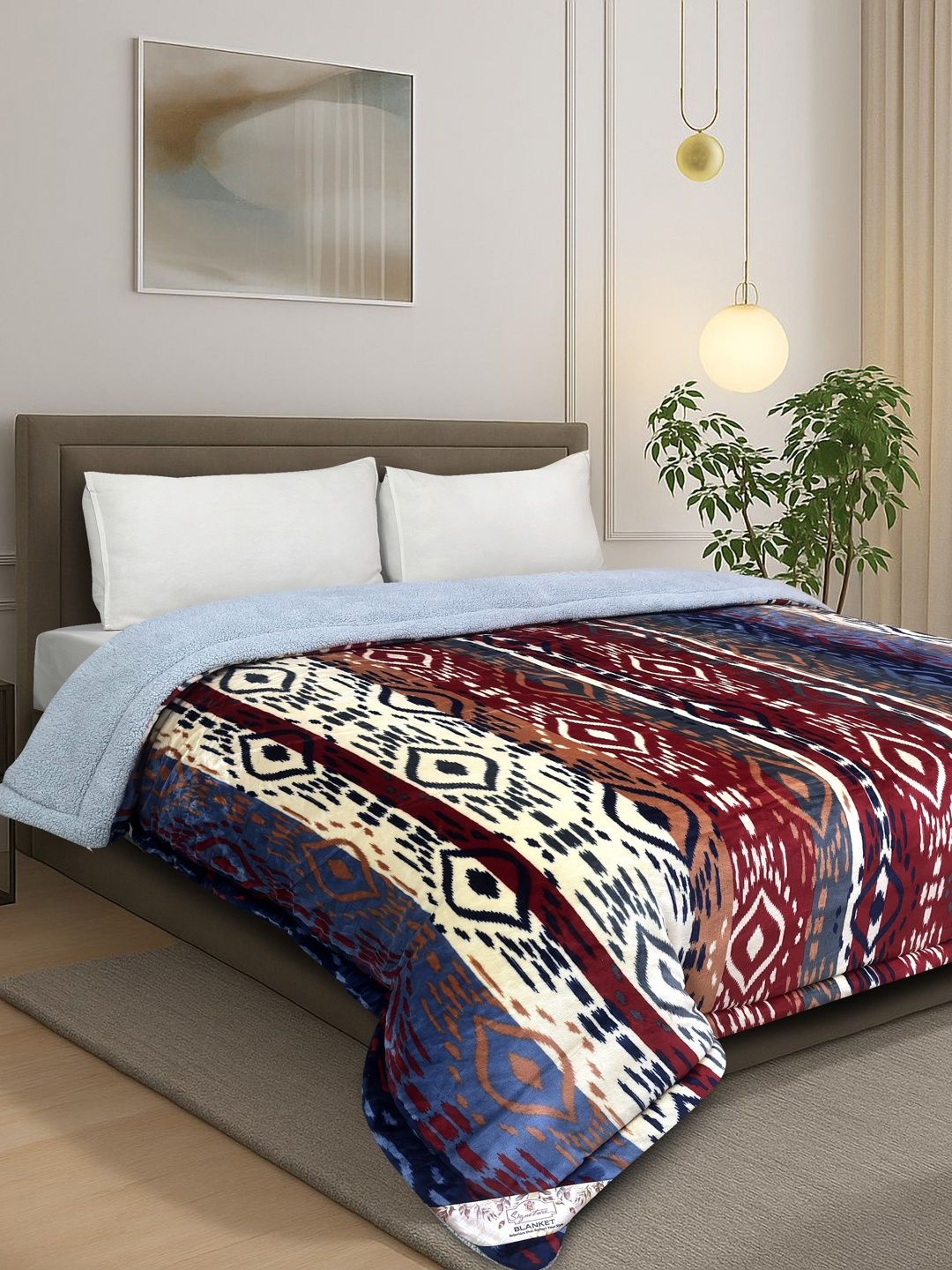 Signature Pink & Red Geometric Heavy Winter Blanket-image-37