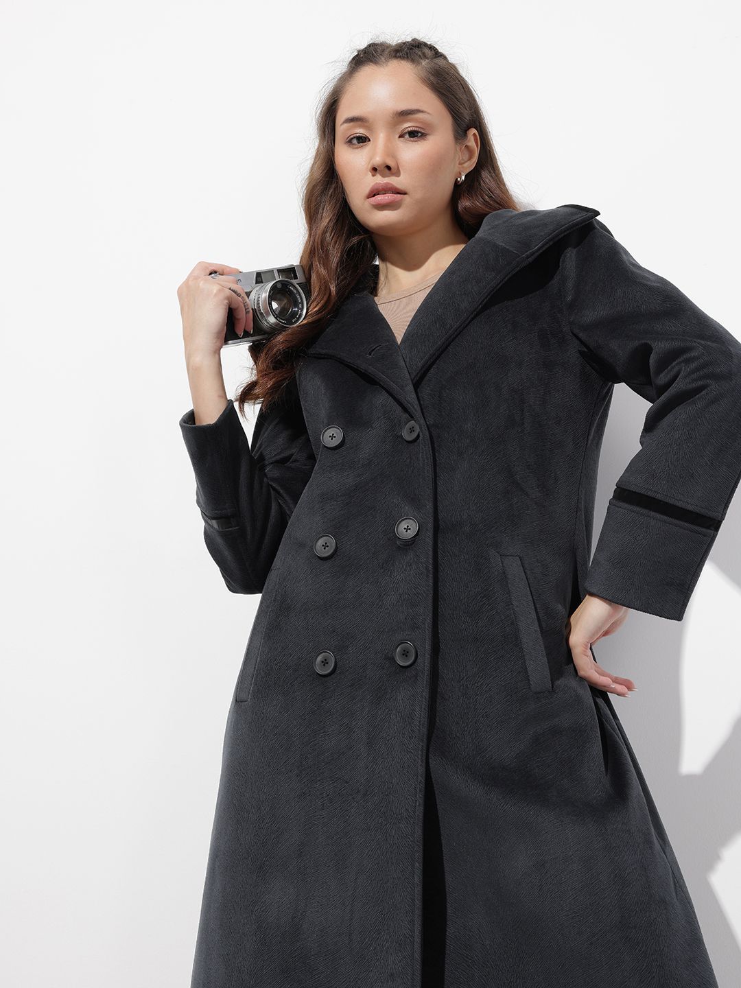 The Roadster Life Co. Textured Notched Lapel Trench Coat-image-3