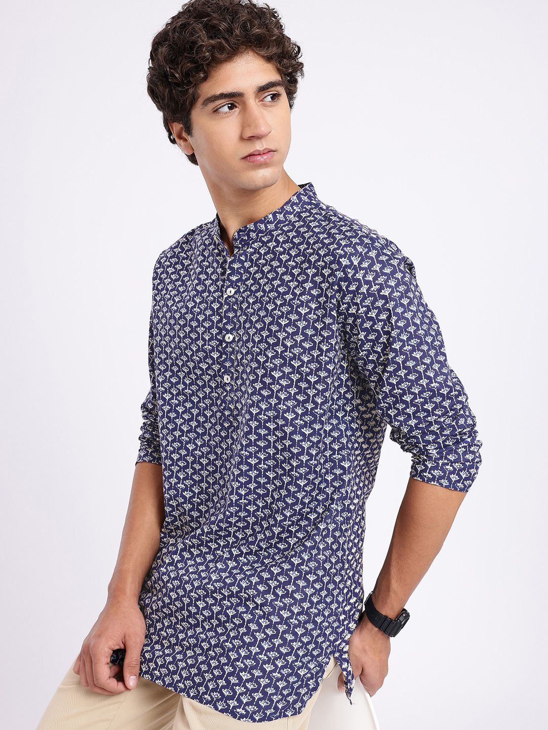 Anouk Rustic Ethnic Motifs Printed Band Collar Straight Kurta-picture-34