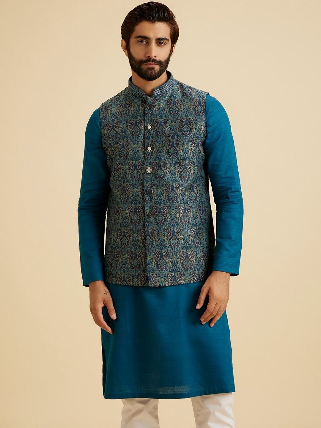 Manyavar Woven Design Nehru Jacket-picture-25