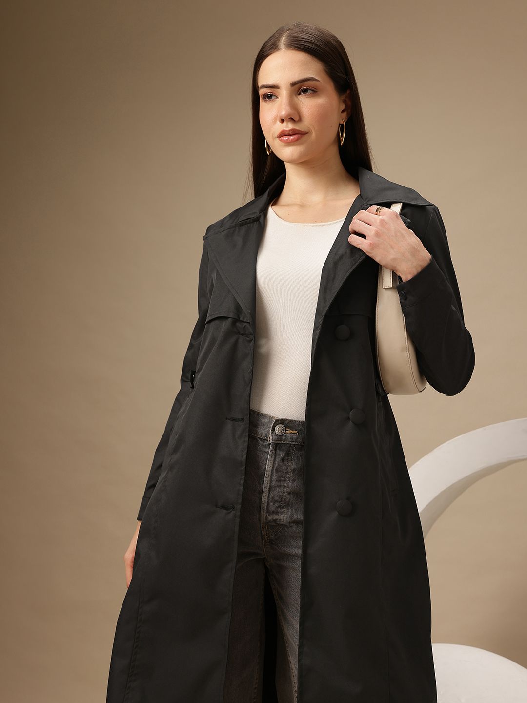 Chemistry Notched Lapel Collar Single-Breasted Trench Coat-picture-11